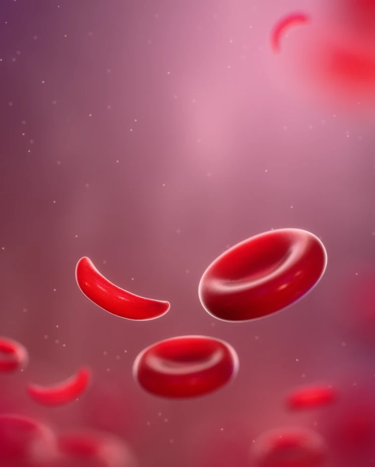 Células sanguíneas vermelhas em uma cena microscópica 3D
